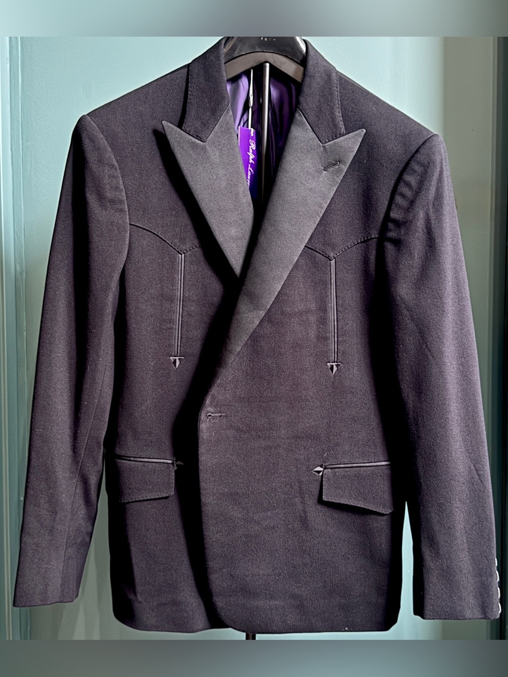 RALPH LAUREN PURPLE LABEL Greg Western PK Tuxedo Dinner Jacket 46 Black RRL POLO